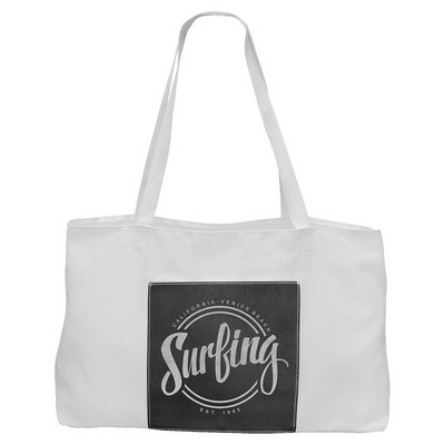 19" x 12" White Bag with 5" Black/Silver Leatherette Gusset