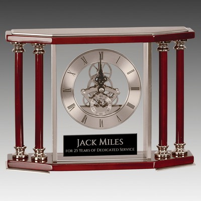 Executive 4-Pillar Silver & Rosewood Piano Finish Clock