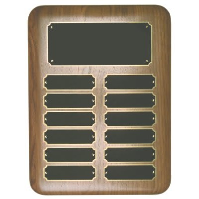 12 Plate Genuine Walnut Elliptical Edge Perpetual Plaque