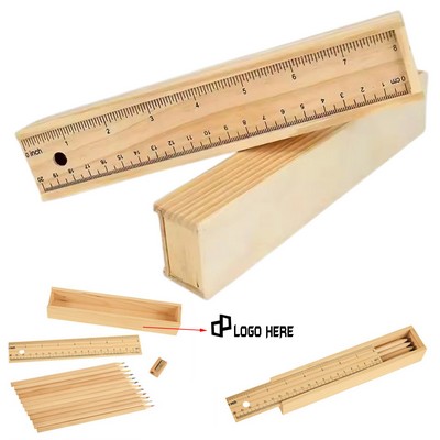 12-Piece Colored Pencils Set W/ Wooden Ruler Box