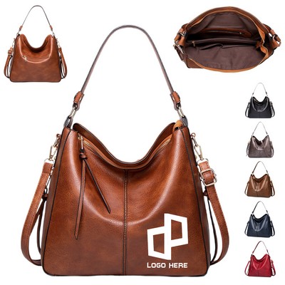 Women Leather Handbags W/ Detachable Shoulder Strap