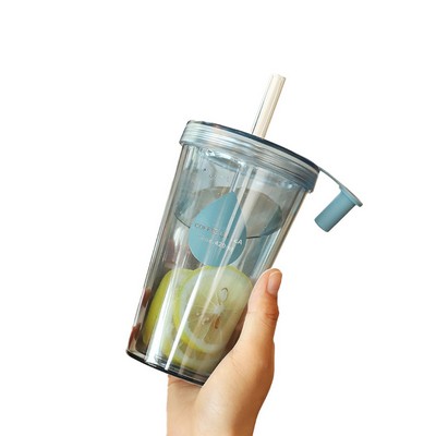 11 Oz. Personalized Double-Layer Plastic Straw Cup