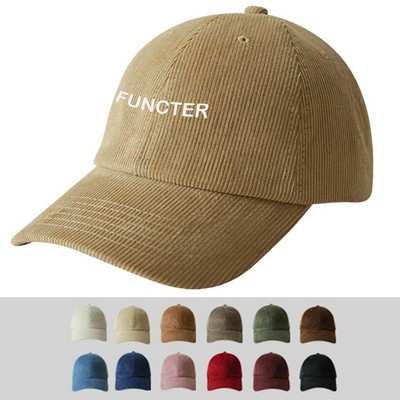 6 Panel Soft Corduroy Baseball Hat For Men And Women