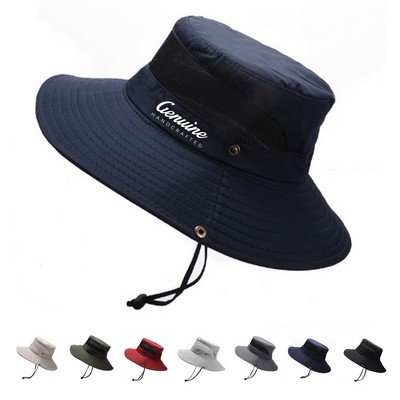 Breathable Wide Brim UPF50+ Sun Fishing Hat with Adjustable Chinstrap and Moisture-Wicking Sweatband