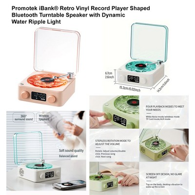 Promotek iBank® Retro Vinyl Record Player Shaped Bluetooth Turntable Speaker