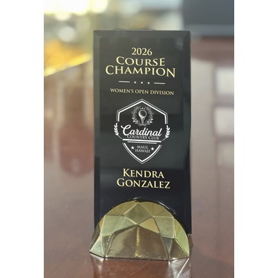 4x8 Black Glass In Gold Semicircle Base