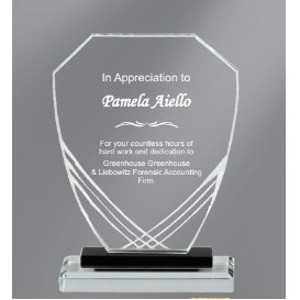 Shield Crystal Award, 6.75"H