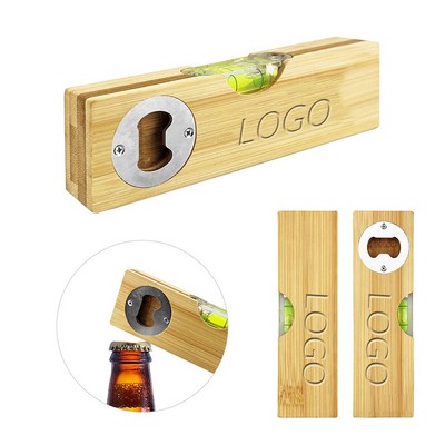 Multifunctional Bamboo Wood Spirit Level w/Bottle Opener 5.9"L * 1.89"W * 0.8"H