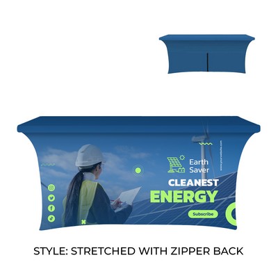 4' RPET Table Cover STRETCHED w/ ZIPPERED BACK
