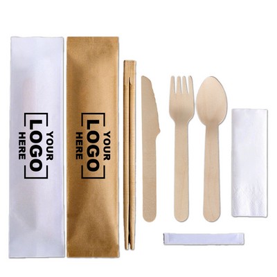 5.51" Knife Fork Spoon Chopsticks Disposable Tableware Set