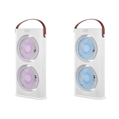 Desktop Dual Head LED Light Circulating Fan with Rope