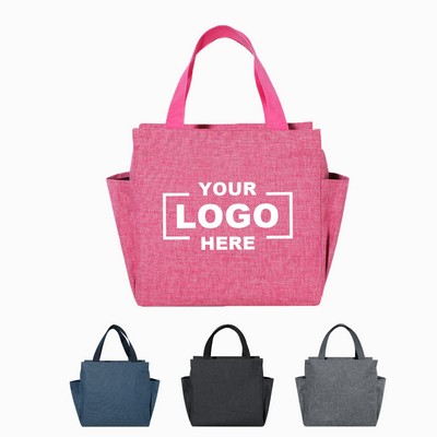 Oxford Cloth Tote Lunch Bag With Two Side Pockets