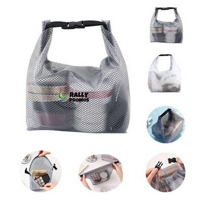 EVA Waterproof Nylon Mesh Travel Beach Roll Top Makeup Bag
