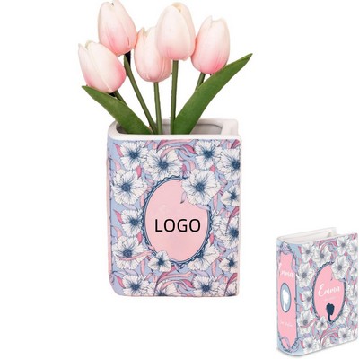 Custom Small Book Shaped Ceramic Vase