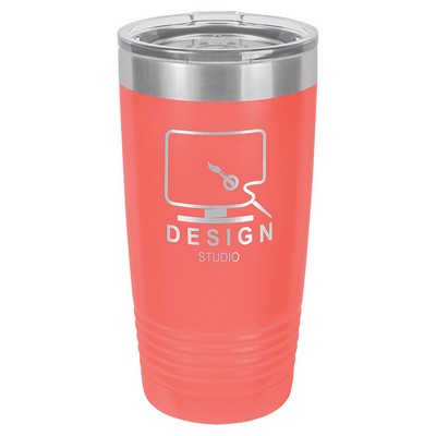 Polar Camel 20 oz. Coral Vacuum Insulated Ringneck Tumbler with Clear Lid