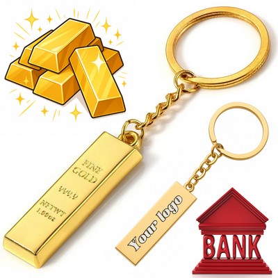 Custom Gold Bar Keychain Metal Pendant Souvenir Keyring