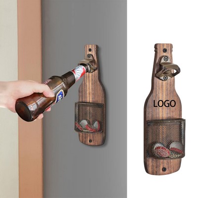 Wall-Mounted Beer Bottle Opener With Cap Catcher