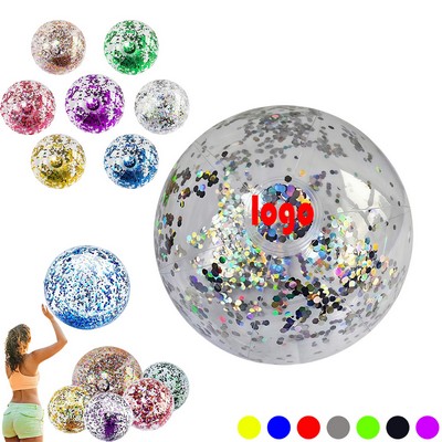 16 Inch Party Inflatable Clear Glitter Beach Ball