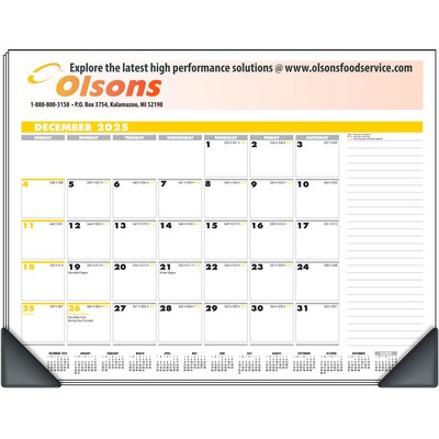 Deskmate Full-Color Desk Pad Calendar w/Corners - Yellow & Black Pad