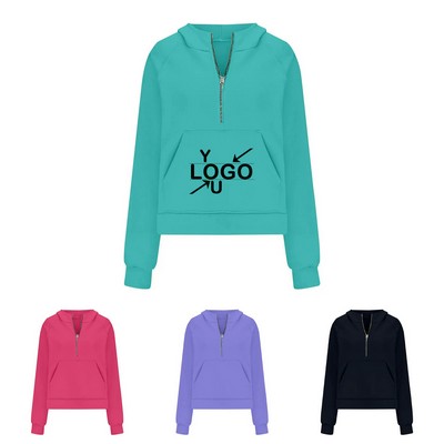 Women's Cropped Half Zip Sweatshirt