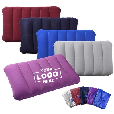 Ultralight Inflatable Travel Pillow - Flocked Fabric, Portable for Hiking Camping Napping