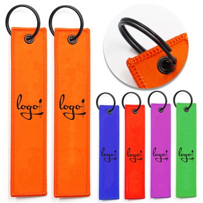 5.1" x 1.2" Embroidered Woven Label Keychain