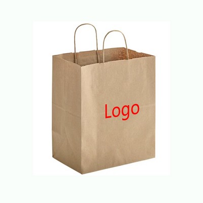 10.24" x 4.72" x 12.20" Natural Kraft Paper Shopping Bag with Handles