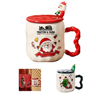 12 Oz Printed Christmas Mug w/ Spoon