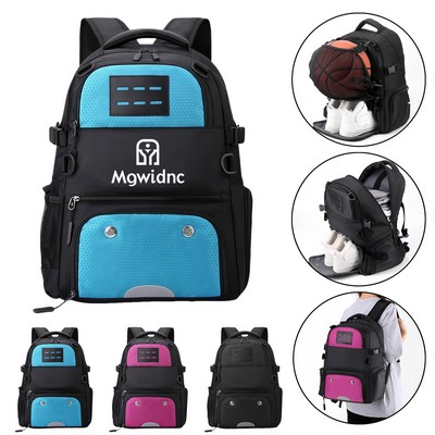 Waterproof Basketball Backpack with Shoe Compartment - Large Capacity Sports Duffle for Shoes