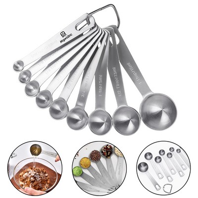 9-Piece Stainless Steel Measuring Spoon and Cup Set for Kitchen Baking with Scale and Clip