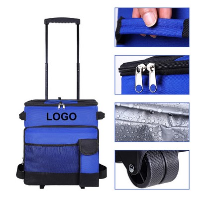 Heavy-Duty Insulated Rolling Cooler Large Capacity Insulated Tote for Camping