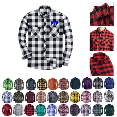 Long Sleeve Plaid Flannel Casual Shirts