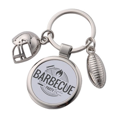 Customizable Metal Rugby Helmet Keychain