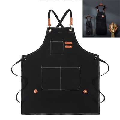 Cross-Back Apron With Multiple Front Pockets