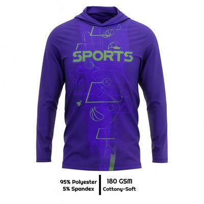 Sublimation Long Sleeve Hooded T-Shirt 180G Unisex