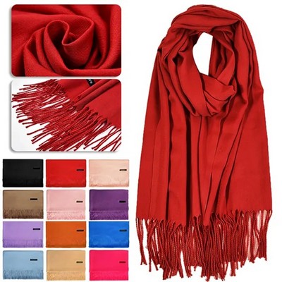 Cashmere Pashmina Woven Scarf With Fringes