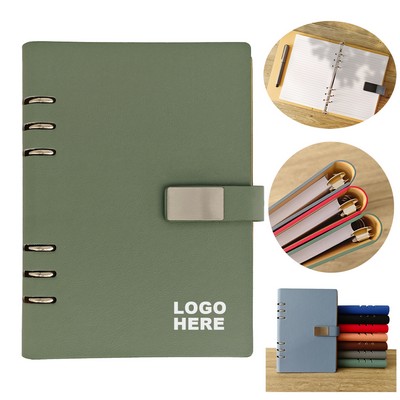 Custom School Office Daily Writing Journal Leather Refillable Notebook with Magnetic Closure