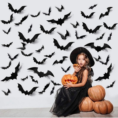 Halloween 3D Black Bat Wall Stickers Party Decor