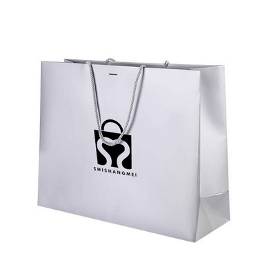Matt/Gloss 250GSM White Cardboard Laminated Shopping Bag(16x6x12'')