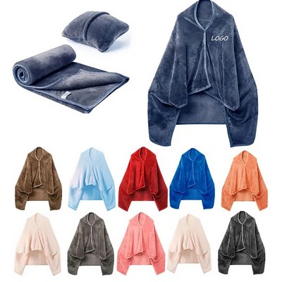 2-in-1 Pillow Shawl Wearable Blanket