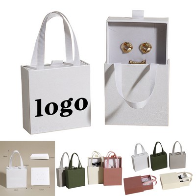 3.5" Drawer Jewelry Gift Box With Ribbon Pull Handle