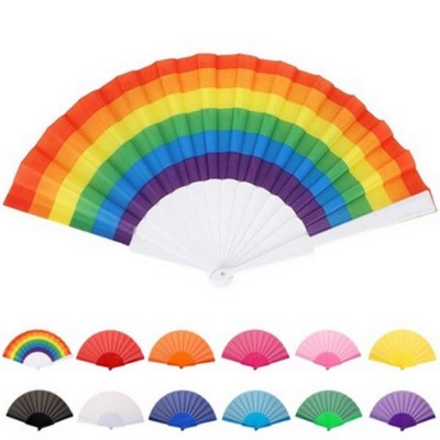 Folding Fabric Fan w/ Plastic Handle
