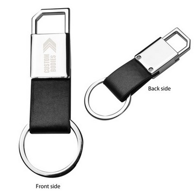 Clip-on Metal & Leatherette Key Tag