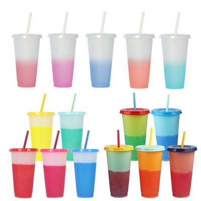 24oz Color Changing Cup w/ Straw Set