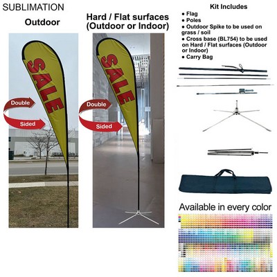 13.5' Large Tear Drop Flag Kit, Full Color Graphics Double Side, Outdoor Spike base, Indoor use
