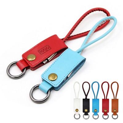 PU leather Data Charger Cable Keychain