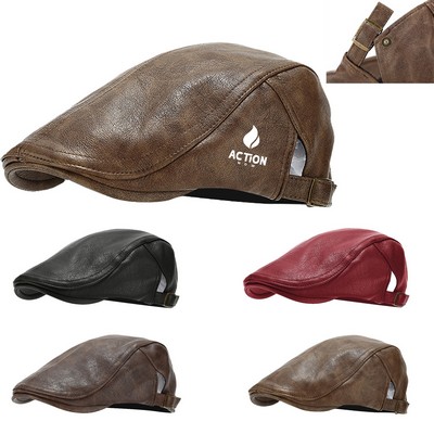 PU Leather Vintage Beret