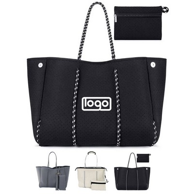 Large Capacity Perforated Neoprene Tote Bag w/ Pouch