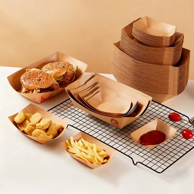 Stackable Disposable Food Kraft Paper Food Trays Boat