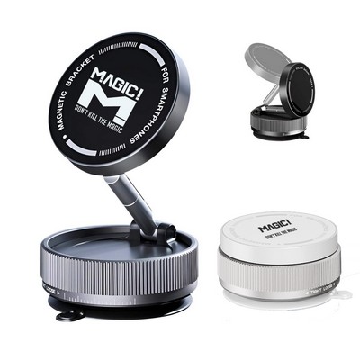 Foldable, retractable magnetic car phone holder